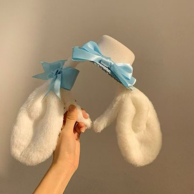 Otoño y invierno lindos estereoscópicos de peluche bandeja de cabello de dibujos animados orejas de gato orejas de conejo lavar la cara bandeja de cabello rojo al por mayor accesorios para el cabello