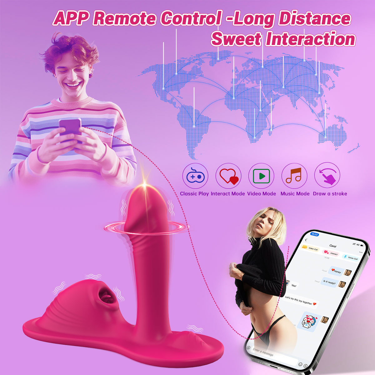 App Remote Control Vibrating Anal Plug with Suction and Tongue-Like Motion — detail image 13