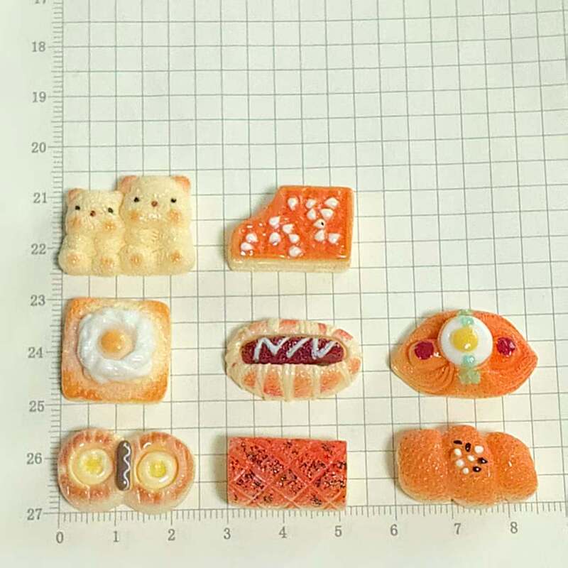 亮面仿真鸡蛋火腿香芋面包食玩 diy手机壳树脂配件手工饰品材料包|undefined