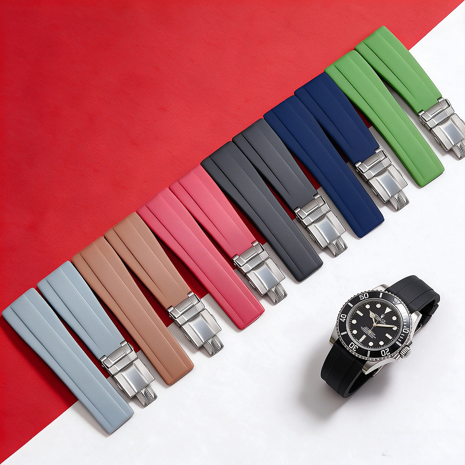 Quick-release silicone straight-cup watch strap suitable for Rolex Submariner, Daytona, Yacht-Date, Shawn Yue, and Panda Daytona watches.