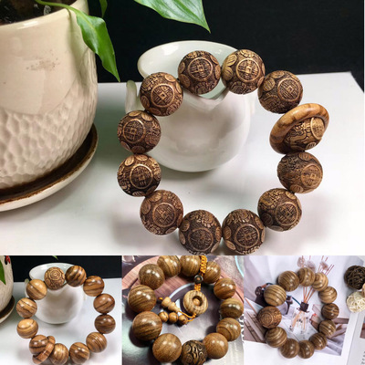 Daeko Vietnam Agarwood Hand string Tiger-skinned Buddha Beads Bracelets Jewelry Factory wholesale