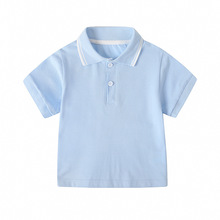 男童女童短袖T恤纯色polo衫学生夏校服班服中大童纯棉翻领衫
