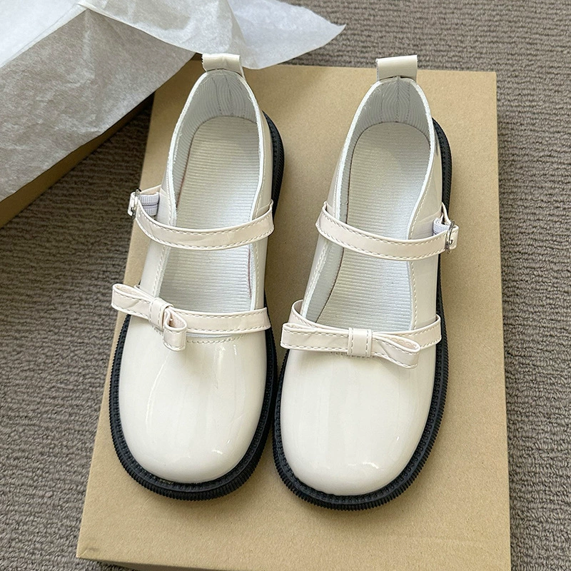 Женские кожаные туфли в британском стиле на весну, в сочетании с юбками, бантом, черными туфлями Мэри Джейн на толстой подошве в стиле ретро, ​​туфлями JK, балетками в японском стиле.