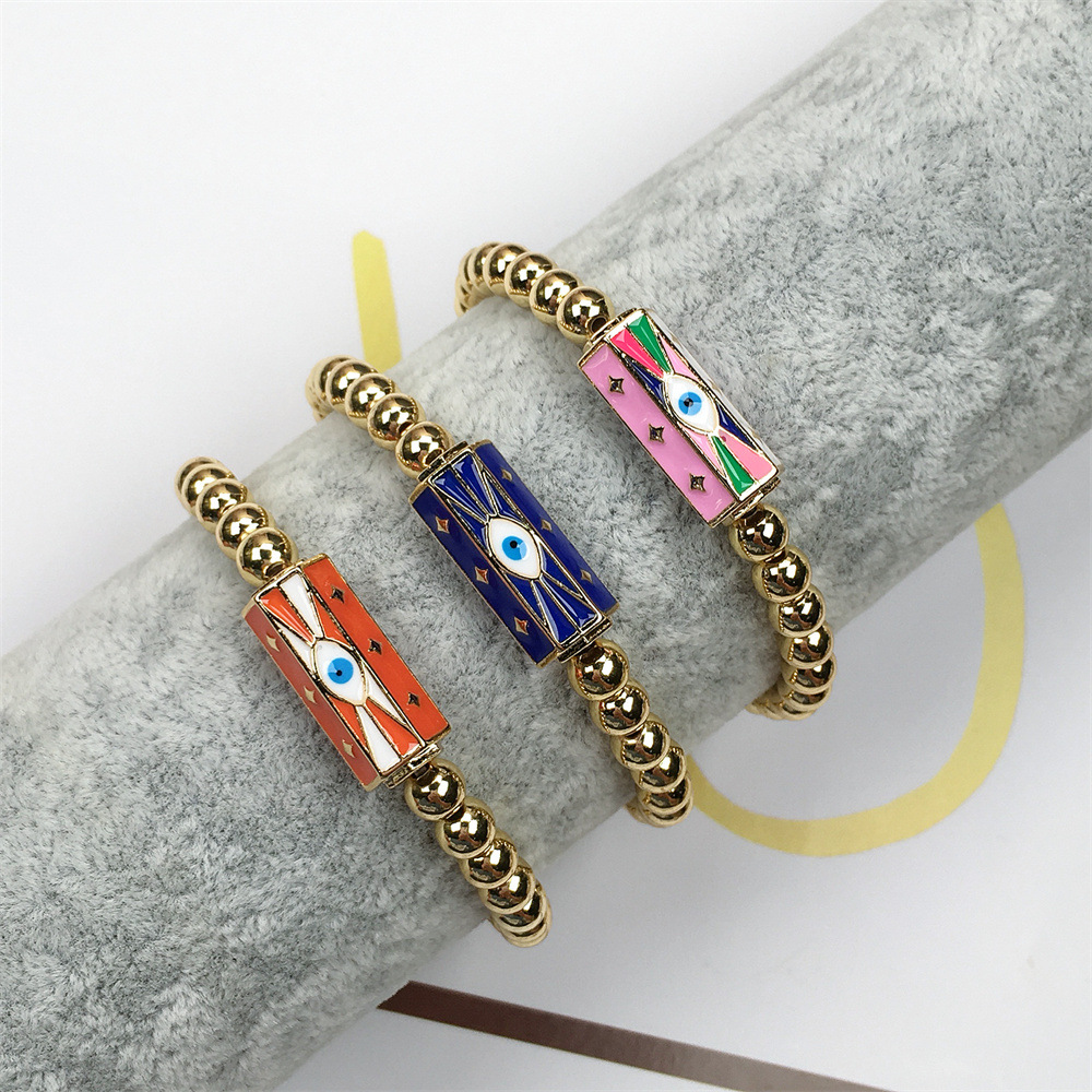 wholesale jewelry devilu0027s eye enamel beaded copper bracelet cnihaojewelry