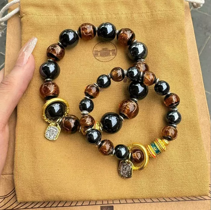 厂家直发古法金沙香灰瓷琉璃手串朱砂古法流通雍福手链