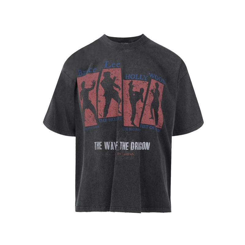 HC/HermitCreate ブルース・リー 2.0 デジタルダイレクトインジェクション 300G ヘビーウェイト メンズ 半袖 ウォッシュド Tシャツ|undefined