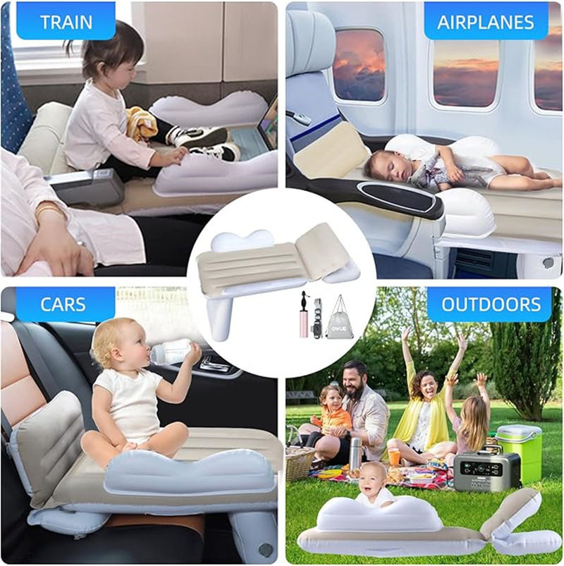 Portable Car Inflatable Bed for Children, Suitable for Airplane and High-Speed Rail Travel, with Velvet Safety Protection, a Baby Sleeping Essential