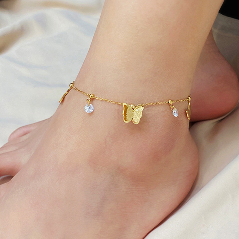 12g Weight Anklet Classification 1 Piece Fashion Butterfly Stainless Steel Plating Women's Anklet