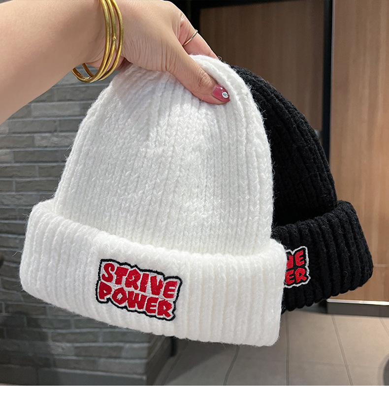 Letter Embroidered Woolen Children's Pullover Outdoor Warmth Knitted Student Winter Versatile Couple Cold Hat_voghion.com