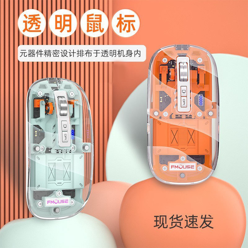 M133 Transparent Wireless Bluetooth Mouse Three-Mode Quiet C..