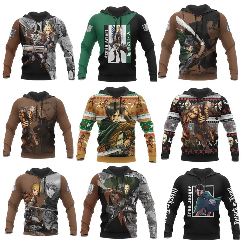 Cross-border Hot Sale Attack Giant Hooded Sweater Men's 3D Digital Printing 2023 Spring and Autumn Animation Pullover Hoodie Women