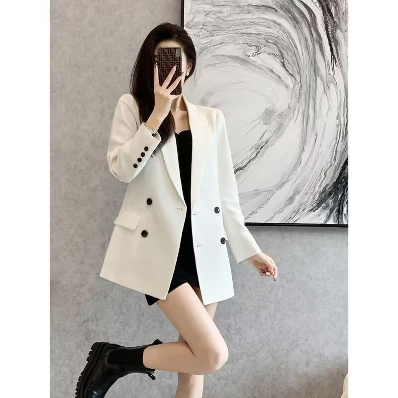 Saco Blazer Estilo Británico para Mujer de Poliéster Cierre de Botón para Uso Casual y Formal