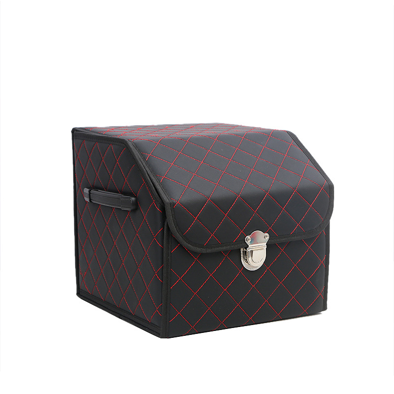 Foldable car storage box, car trunk organizer, leather car storage organizer