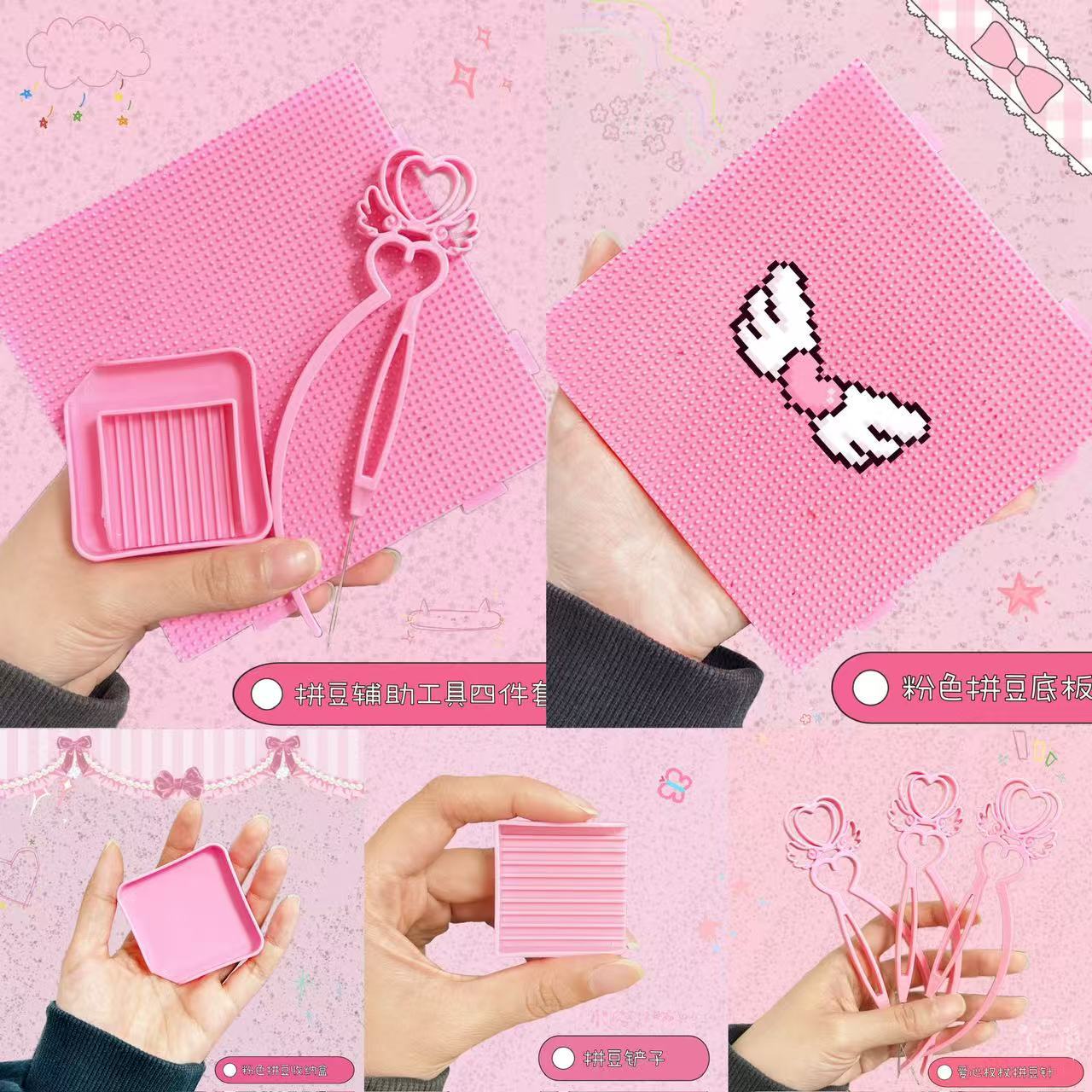 Chica rosa jumping bean adorable bolígrafo de agujas jumping bean pala caja de almacenamiento jumping bean artefacto hermoso paquete de materiales