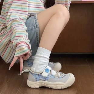 Breathable Sports Sandals Women's 2025 New Summer Hollow-out Torre Shoes Internet Celebrity Button Thick Bottom Velcro Casual Shoes