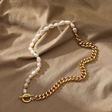 natural freshwater pearl necklace women's fashion barhaoke clavicle chain special-interest design 14k gilded necklace sweater chain Application Scenario