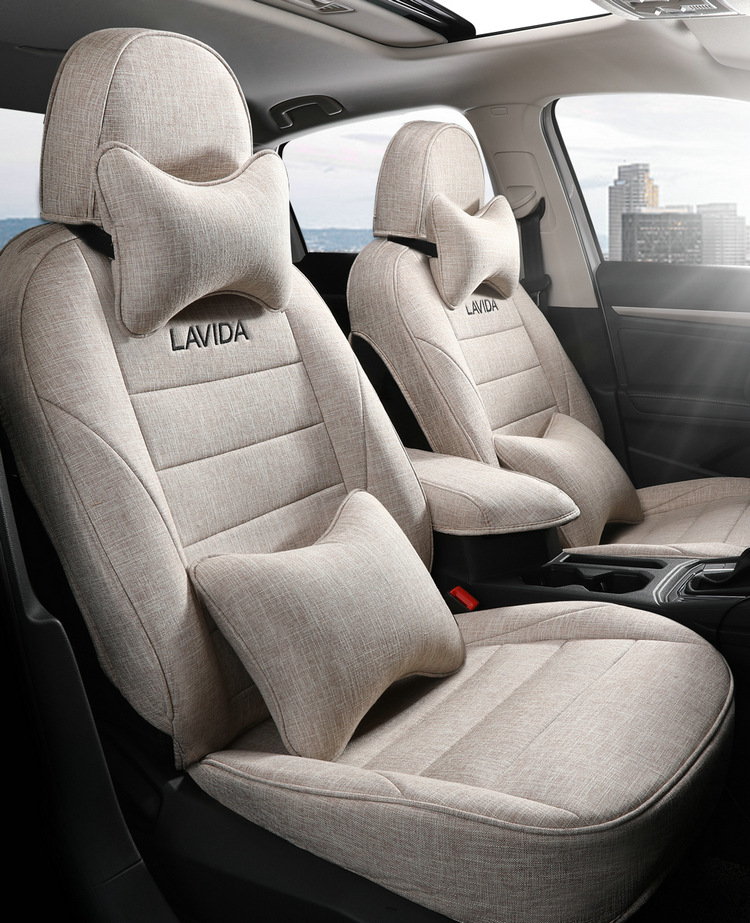 Langyi Four Seasons Linen Special Car Seat Cushion for Five-Seater Sedan, Full Surround, Simple and Comfortable Seat Cover