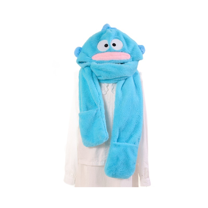 Kapibala sombrero bufanda todo en uno mujer invierno felpa lindo babero bicicleta protección contra el frío engrosamiento calor traje de tres piezas