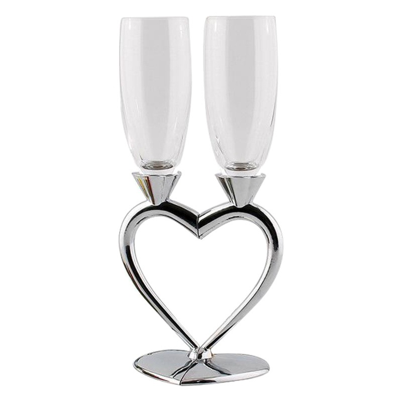 Corazón en forma de cristal Champagne traje pares de regalo de boda fiesta Copa cristal bar suministros Copa