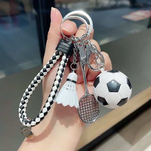 Cross-border badminton key chain pendant simulation mini badminton key chain wholesale sporting goods gifts
