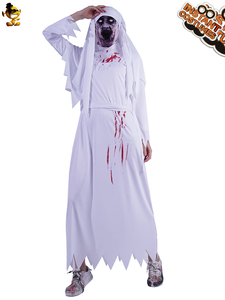 Halloween adulto mujeres horror sangriento Zombie monja partido traje niña grande fantasma Festival Zombie monja traje