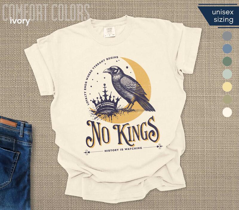 【Foreign Trade European Size Cotton T-Shirt】No Kings in America Pattern Round Neck Short Sleeve T-Shirt