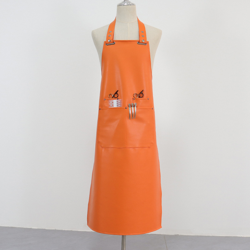 Amazon PU Delantal de cuero logotipo personalizado para catering, impermeable y a prueba de aceite, ropa de trabajo de cintura de cuero acuático de cocina