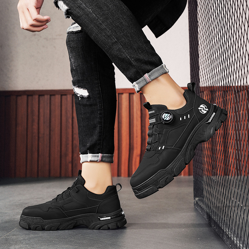 2024 otoño nuevo botón giratorio sin lazos hombre baja zapatos de cuero de moda casual zapatos de hombre de altura