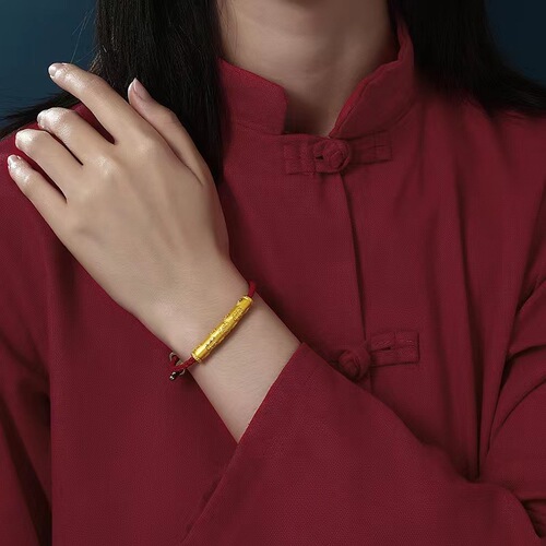Fucai round tube bracelet Vietnamese sand gold bent tube bracelet adjustable copper gold-plated couple style bracelet live delivery