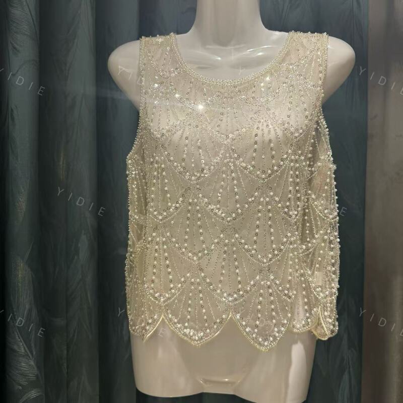 Light Luxury Heavy-Duty Beaded Vest for Women, French Style, High-End, Exquisite, Stylish, Sequin Design, Sleeveless Top