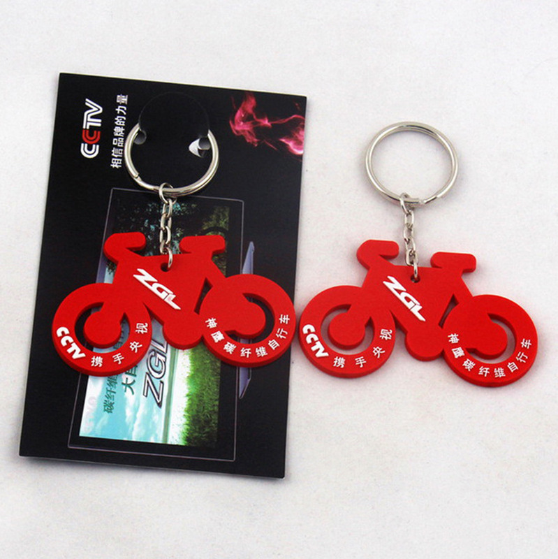 Car Advertising Gift Custom Keychain 2D Soft Rubber Keychain Bicycle Car Shape