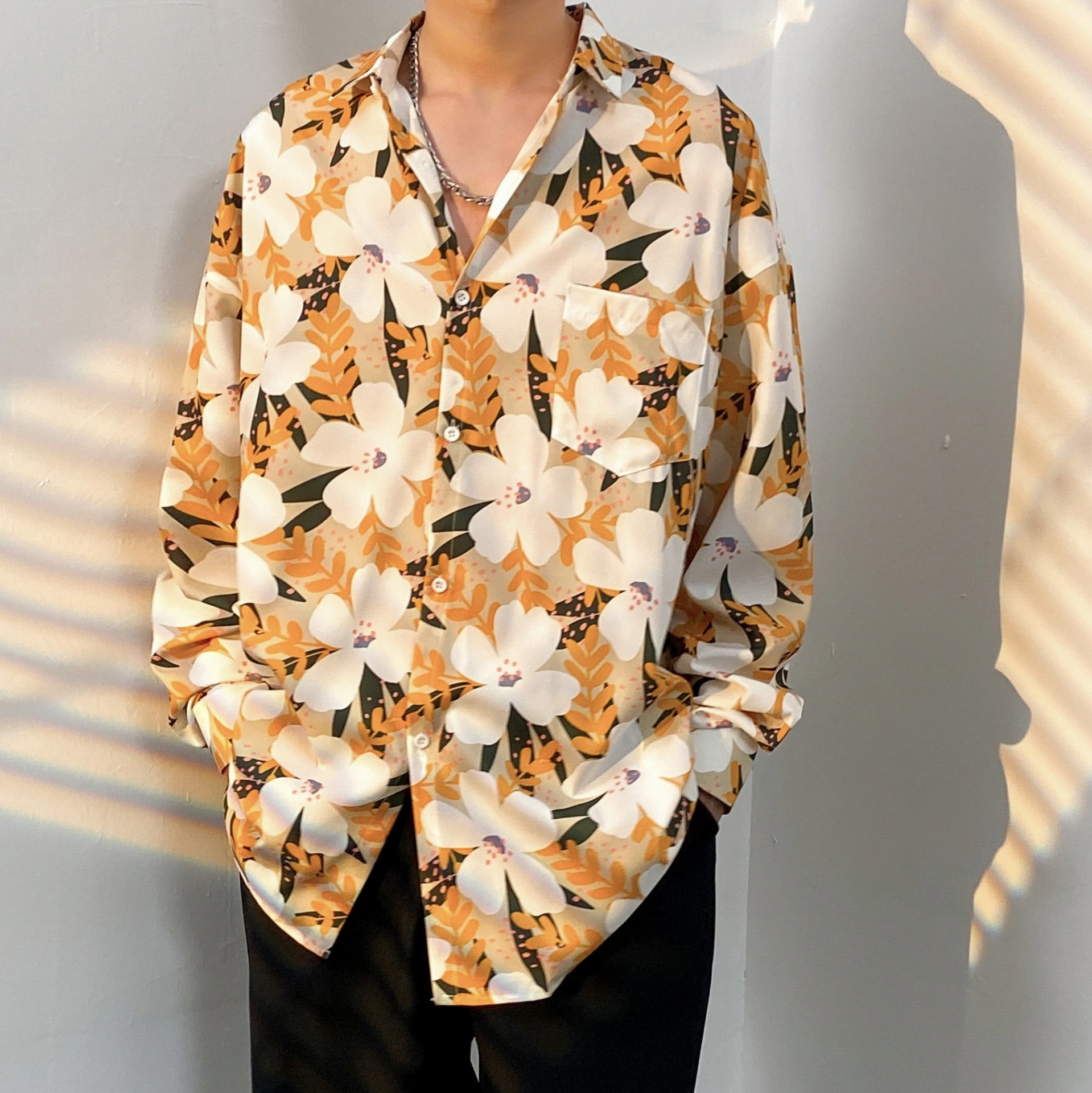 2026 New Hong Kong Style Floral Shirt for Men and Women, Japanese Style Casual Loose-fitting Shirt, Thin Long-sleeved Design