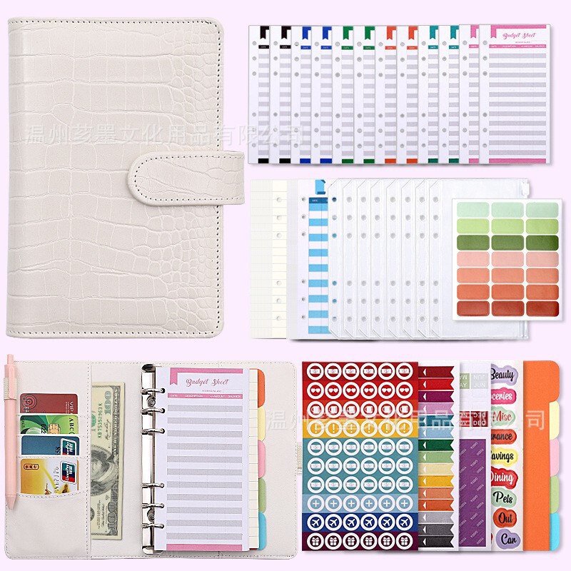 Cross-Border Export Macron A6 Crocodile Pattern Hand Ledger Cash Budget Financial Planning Loose-Leaf Notebook Wholesale