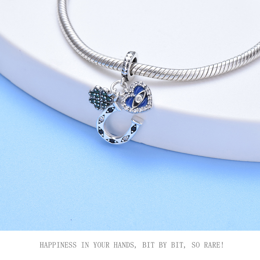 1 Pieza 23x9mm Plata De Ley 925 Forma De U Ojo Del Diablo Forma De Corazón Pulido Colgante Accesorios De Joyería DIY display picture 1