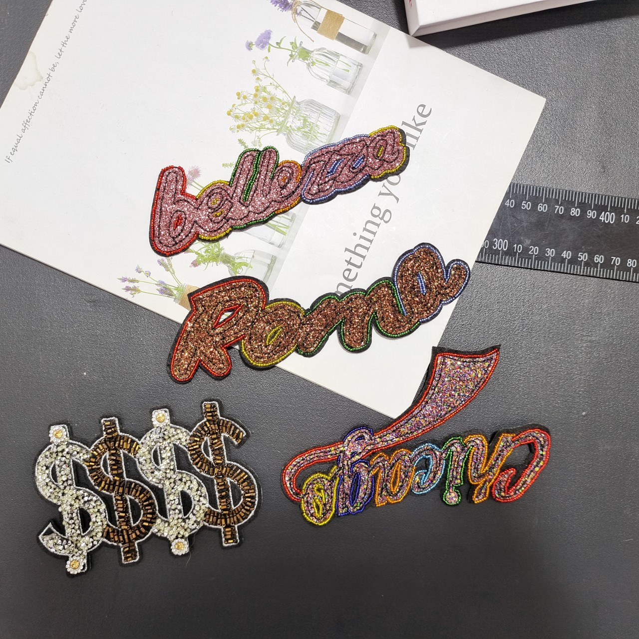 现货推荐手工钉珠字母 数字布贴服装鞋帽包包辅料diy批发