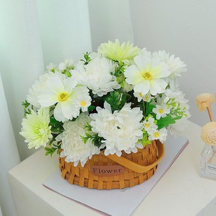 Tomb-sweeping Day Tombstone Simulation Fake Chrysanthemum Sacrifice Flower bouquet Plastic Flower Tomb-sweeping Grave-going Sacrifice Articles Holding Yellow Lily in Hand