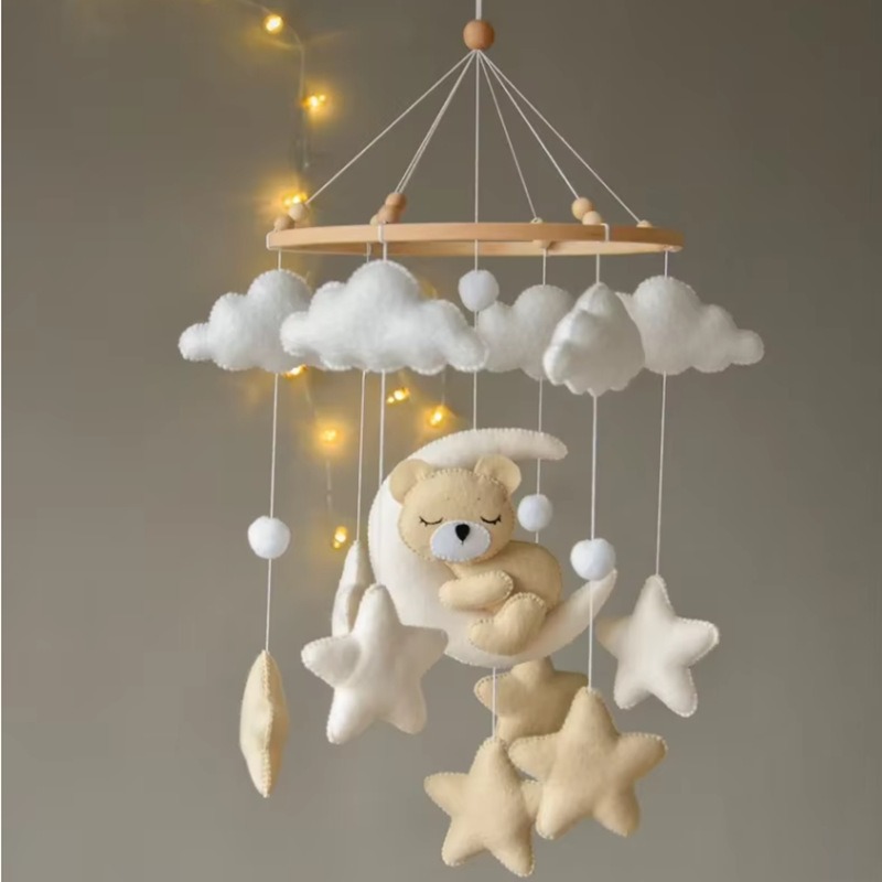 Transfronterizo amazónica nórdica felt animal cama campana colgar decoración cama bebé bebé conductor ojos campana cama