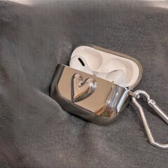 ins 風電気メッキ立体シルバーハイエンド愛 Apple AirPods ワイヤレス Bluetooth ヘッドセット保護ケースカバー