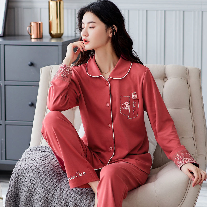 100% algodón pijamas mujeres primavera otoño manga larga suelta más tamaño de mediana edad madre ropa casa traje