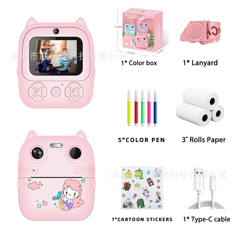 FUENTE fabricante nuevos niños Polaroid Cámara HD Foto Video impresión Cámara juguete entrega transfronteriza