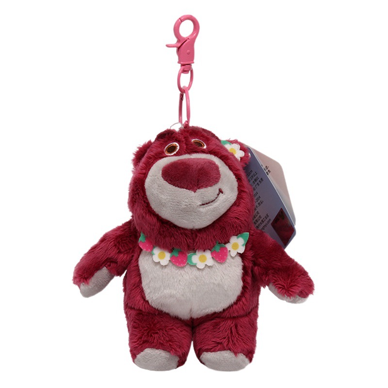 Disney Genuine Strawberry Bear Doll Llavero Stitch Doll Peluche Colgante Mochila Mochila Colgante