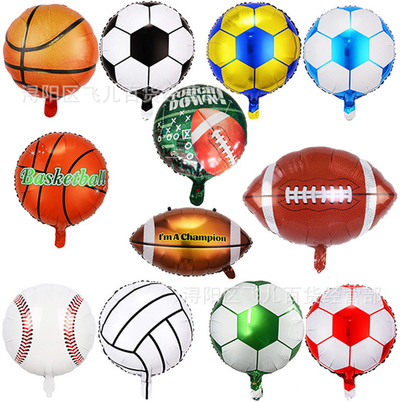 Wholesale supply aluminum foil ball World Cup football 4d blue ball volleyball rugby tennis aluminum film balloon