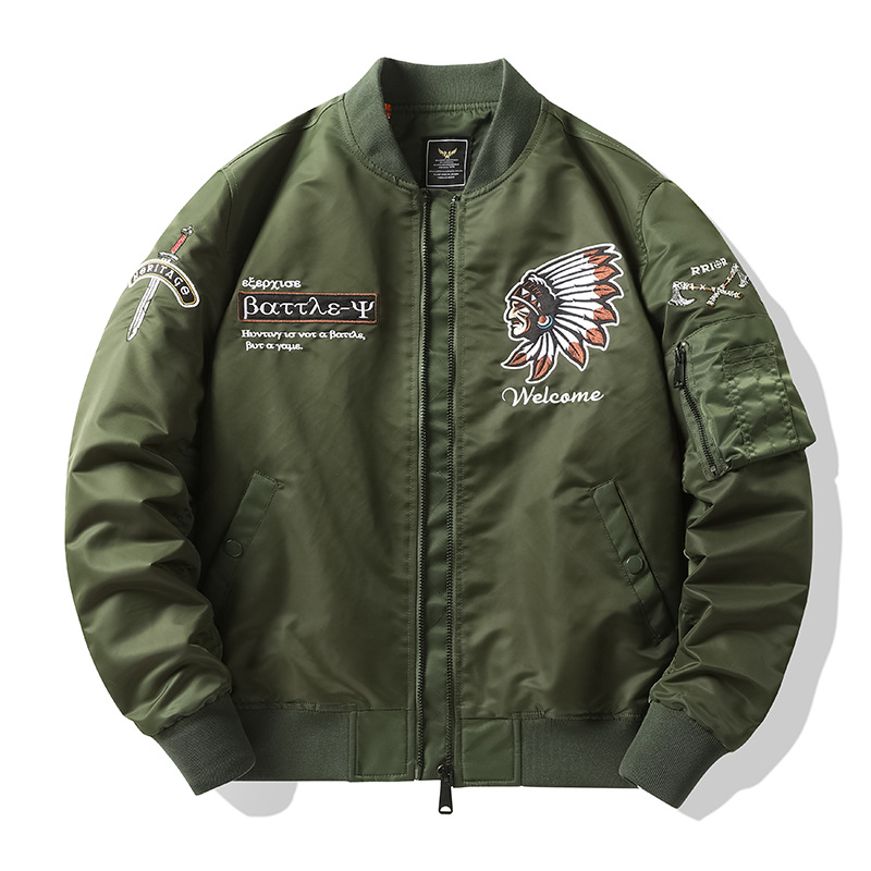 Men's clothing Jacket men's spring and autumn retro stand collar loose casual long sleeve workwear pilot jacket baseball jacket men_voghion.com