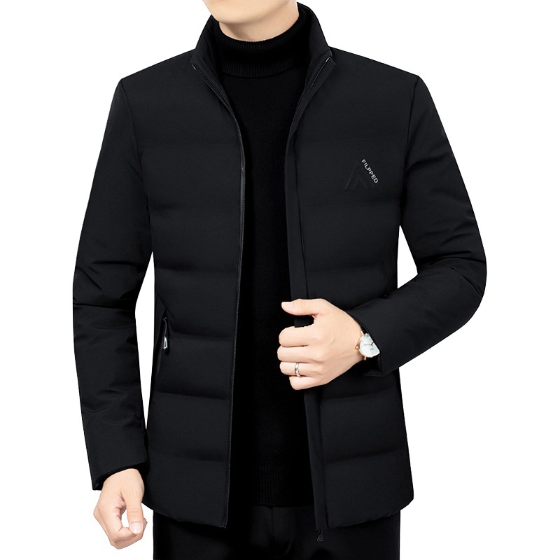 2024 invierno nuevo estilo chaqueta acolchada de algodón casual para hombres de mediana edad, chaqueta acolchada gruesa para papá, chaqueta acolchada cálida con cuello alto para hombres