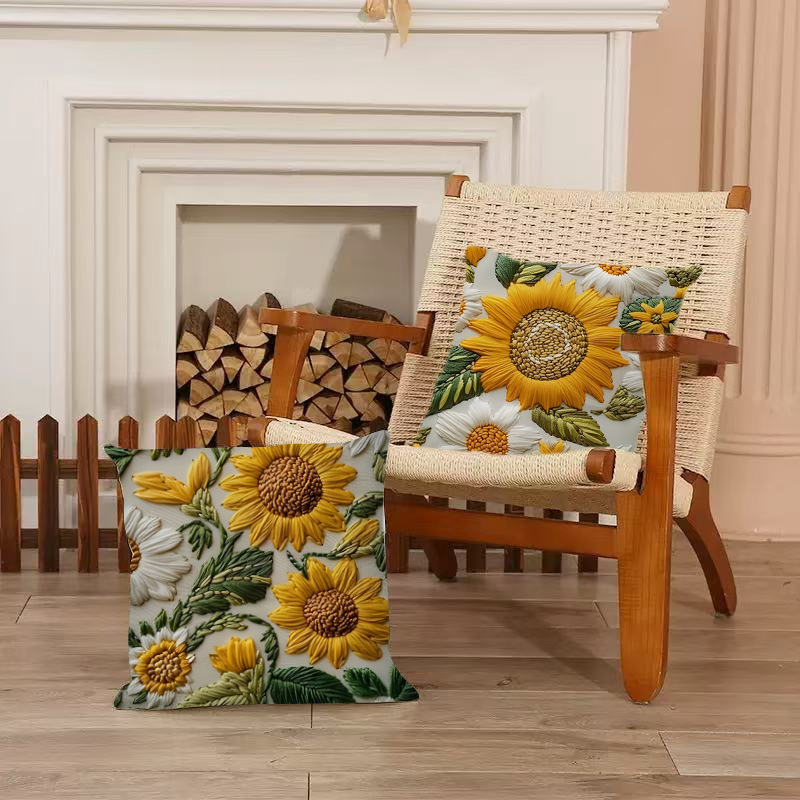 Transfronterizo amazon girasol funda cojín primavera-verano sofá sala de estar decoración de cabecera funda cojín