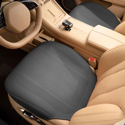 2025 New Car Seat Cushion, Universal Seat cushion, seat cover - noble-black-punched-breathable-and-fully-edged-front-row-pair