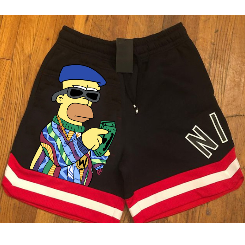 Supports Custom Summer Men's American-Style Shorts, Foreign Trade Pure Cotton Five-Point Shorts, Cross-Border Beach Shorts, Amazon Cartoon Print