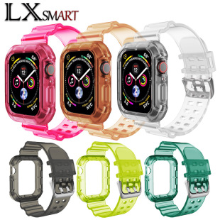 Suitable for Apple Integrated Tpu Strap Apple Watch9 Transparent Glacier Strap Iwatch7/6/5/4 Cross-Border