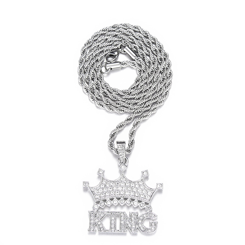 Hip-Hop Letter Crown Stainless Steel Plating Menu0027S Necklace 1 Piece