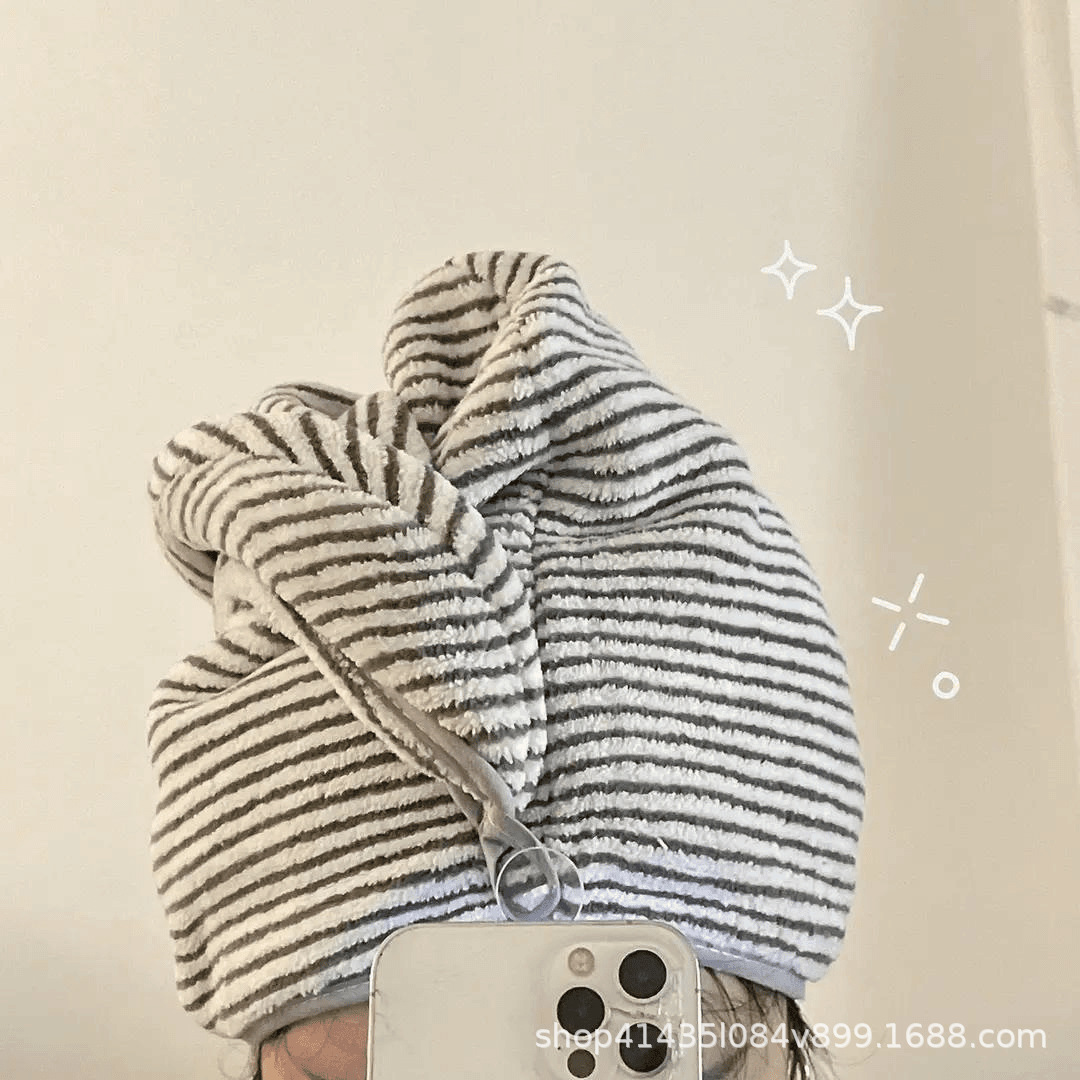 gorra de cabello seco rayado absorción rápida toallas de cabello toallas de cabello largo toallas de cabello seco sombrero de baño otoño invierno para hombres y mujeres
